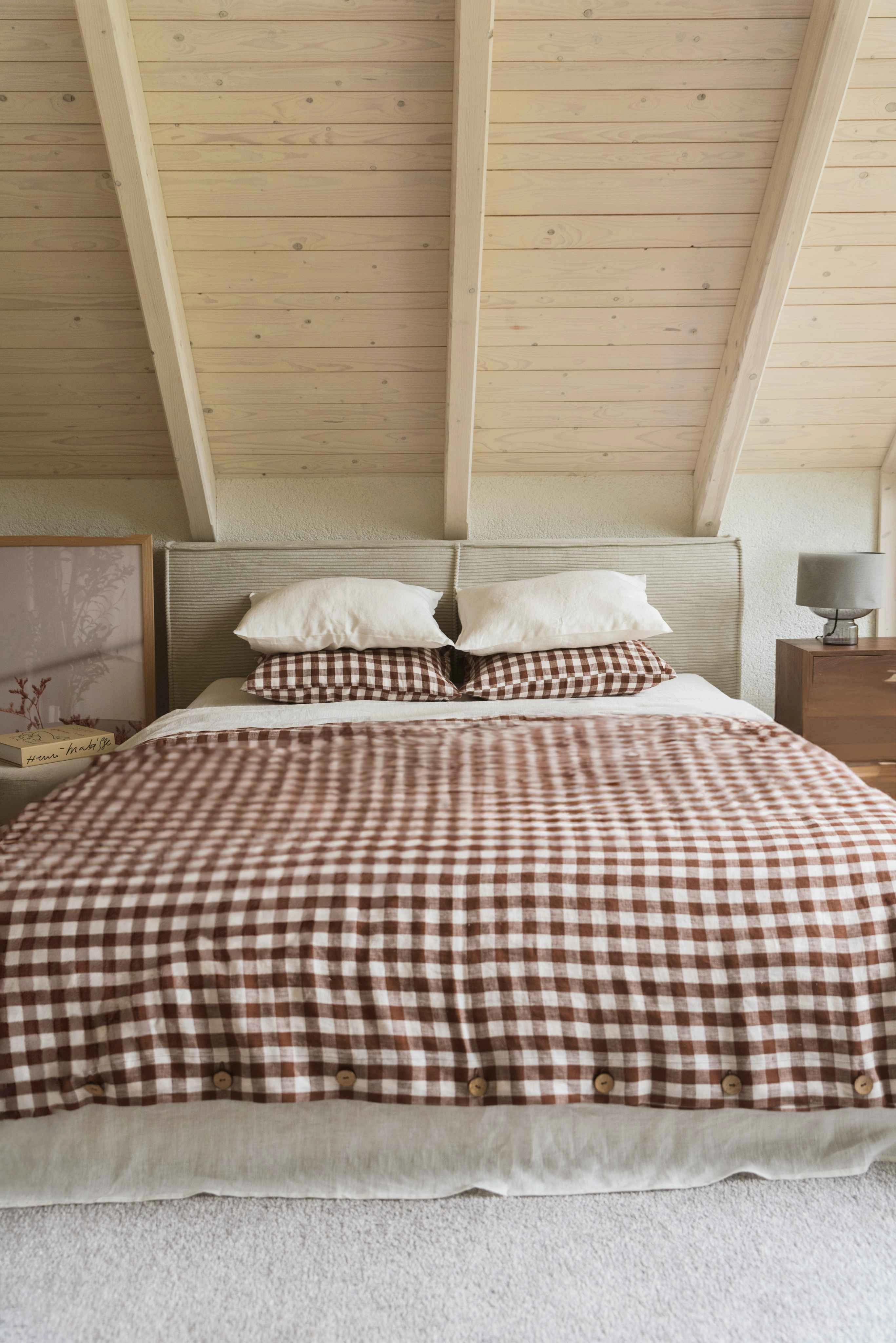Linen Duvet Cover | Mocha Gingham