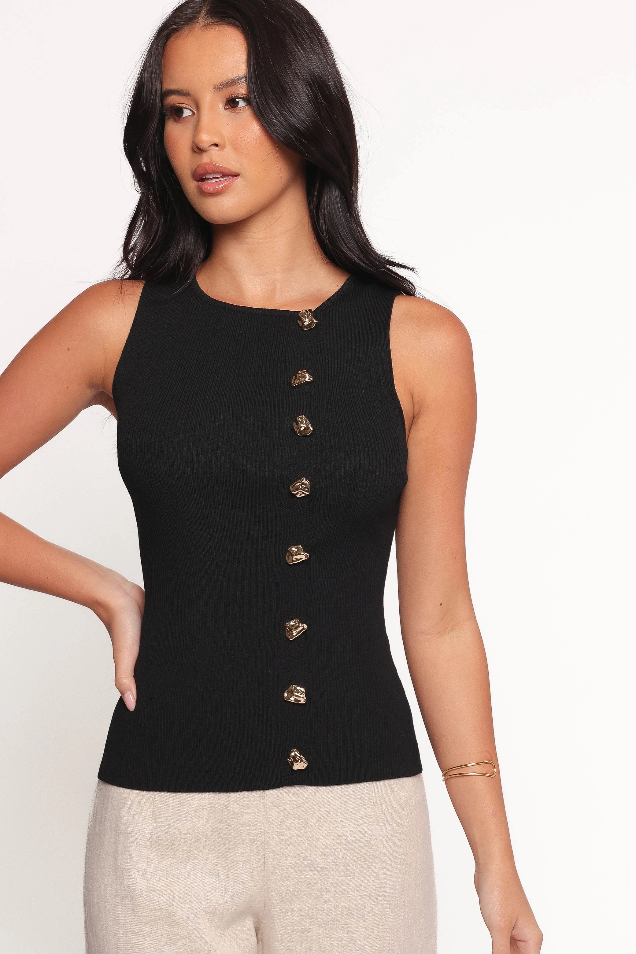 Lysa Knit Vest Top - Black