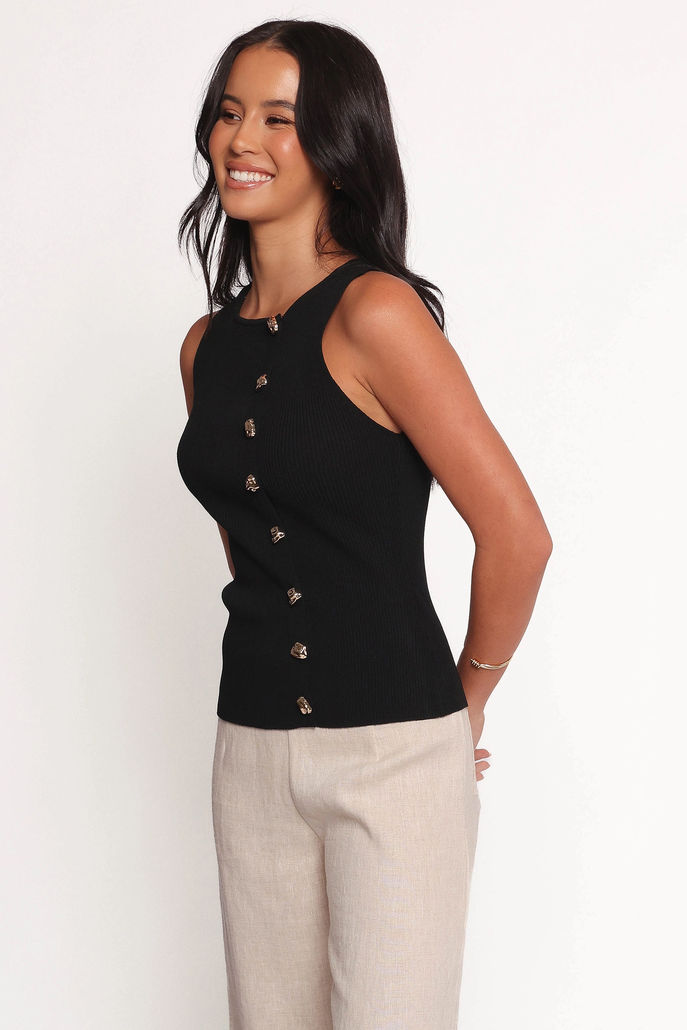Lysa Knit Vest Top - Black