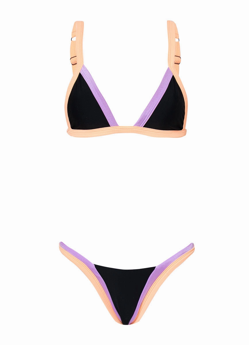 Maaji Noir Black Trinity Regular Rise V Front Bikini Bottom