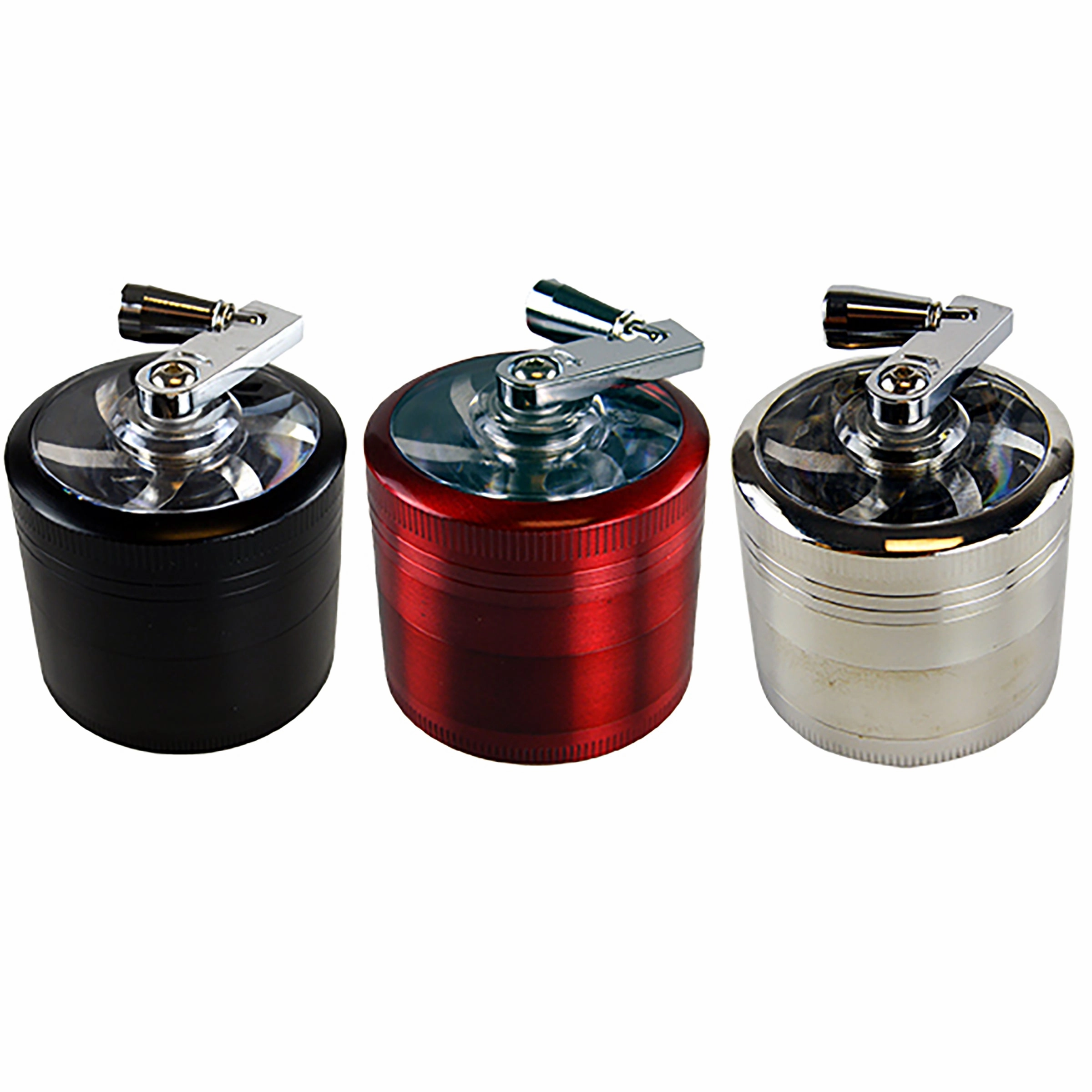 Metal 4 Piece Grinder with Crank 55Mm - 6 Pieces Per Retail Ready Display 22706