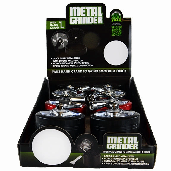 Metal 4 Piece Grinder with Crank 55Mm - 6 Pieces Per Retail Ready Display 22706