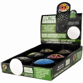 Metal 4 Piece Grinder with Dome Lid - 6 Pieces Per Retail Ready Display 26050