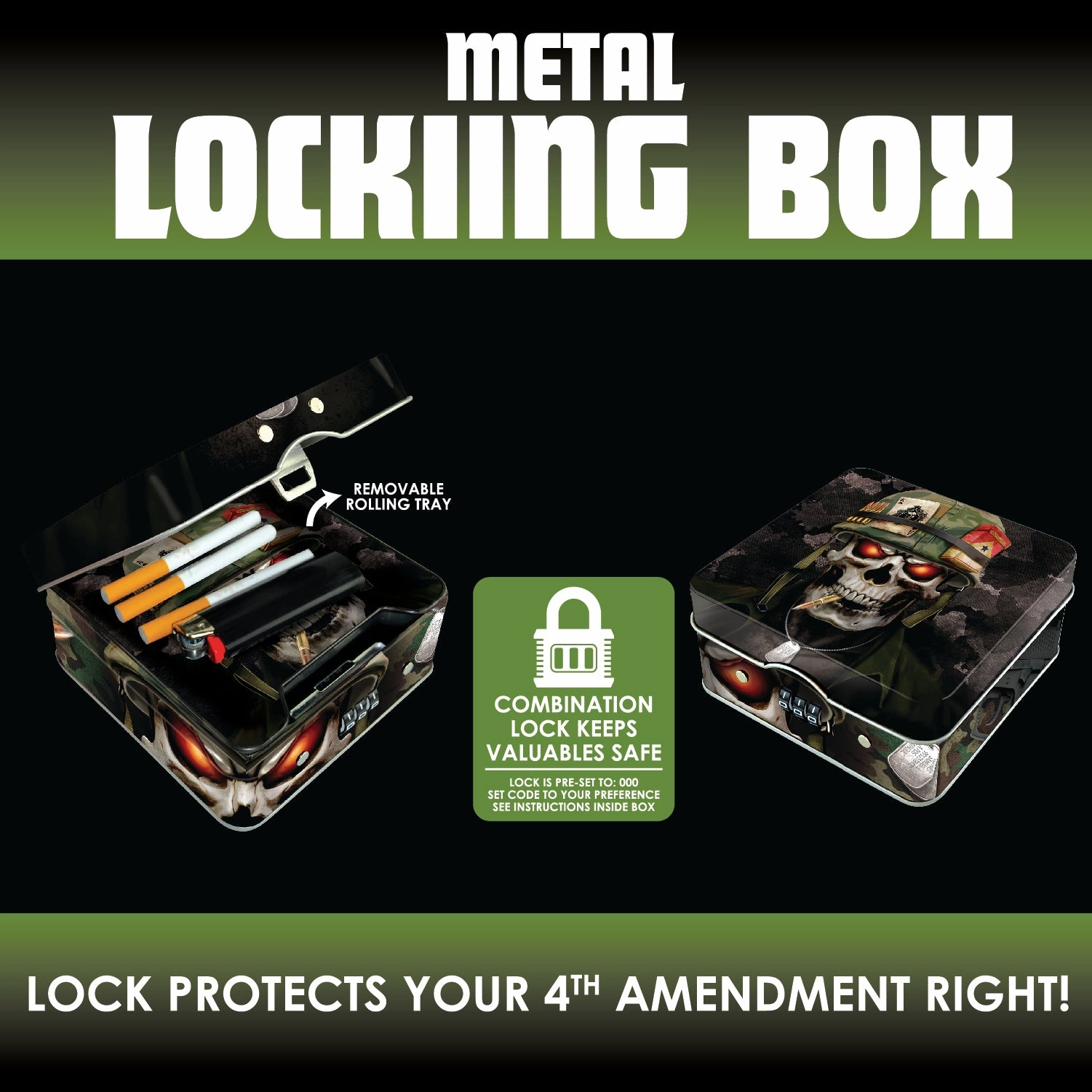 Metal Locking Storage Box with Roll Tray - 6 Pieces Per Retail Ready Display 23254
