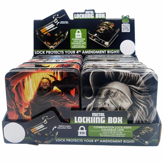 Metal Locking Storage Box with Roll Tray - 6 Pieces Per Retail Ready Display 23254