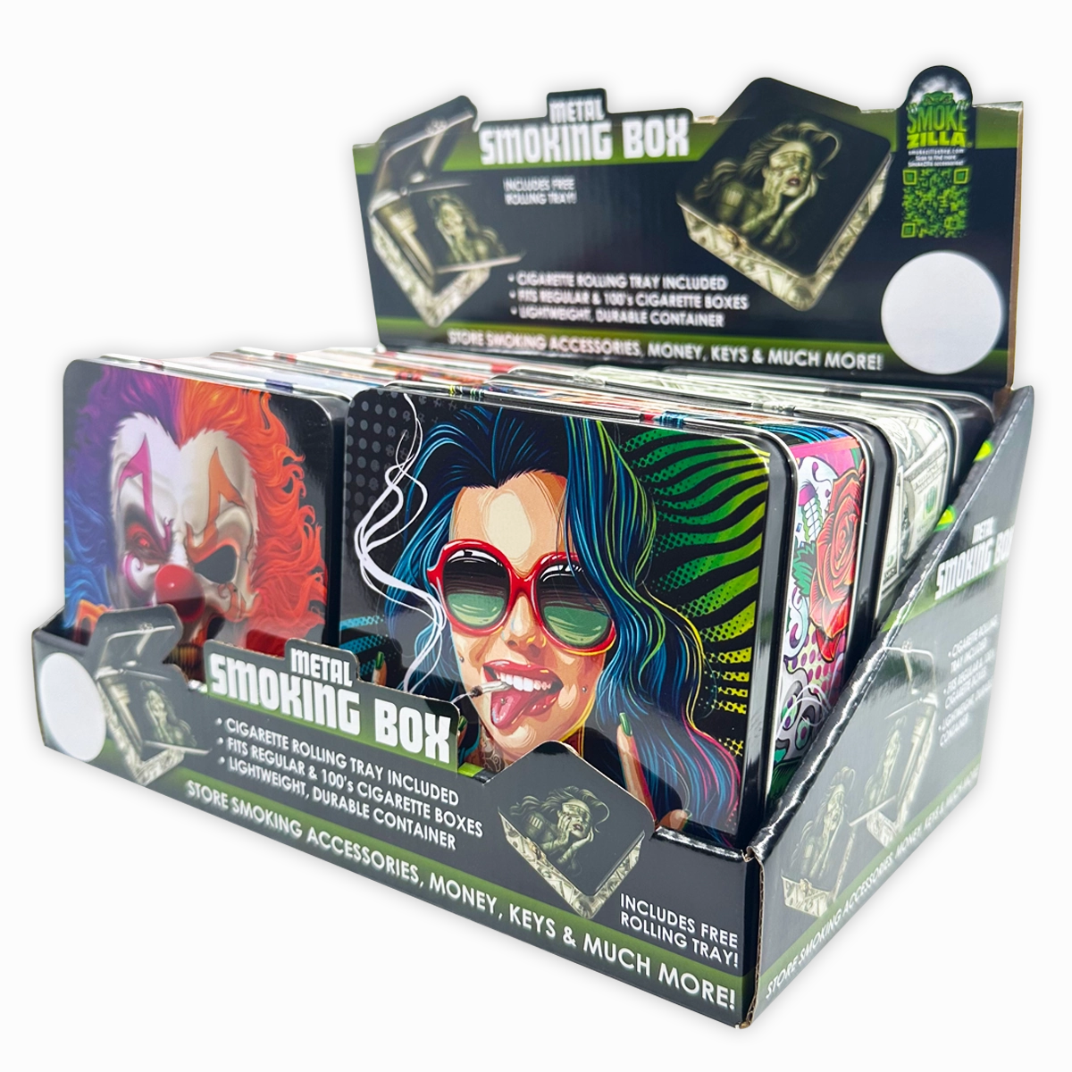 Metal Storage Box with Roll Tray - 6 Pieces Per Retail Ready Display 23253