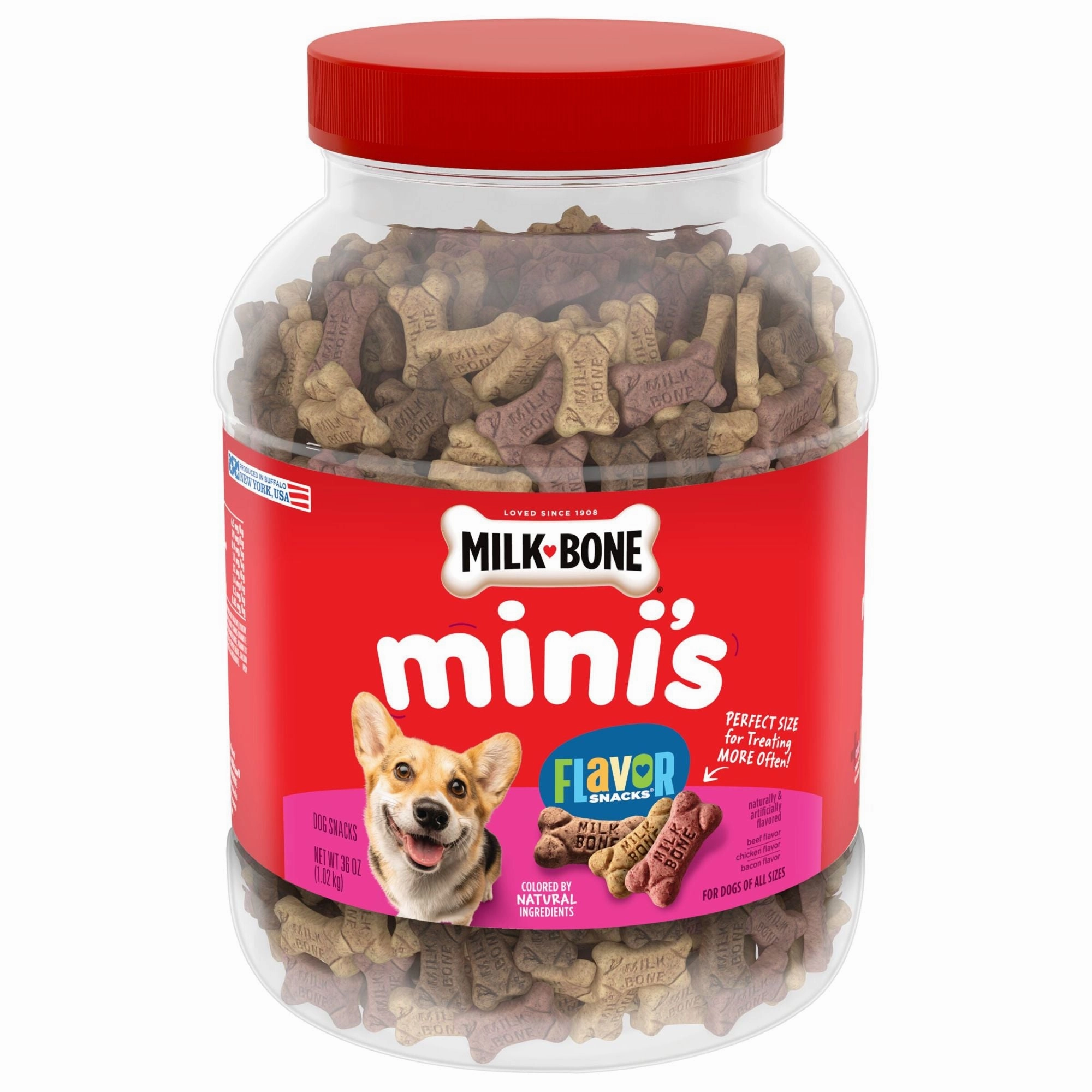Milk-Bone Flavor Snacks Mini Dog Biscuits, Flavored Crunchy Dog Treats, 36 Oz.