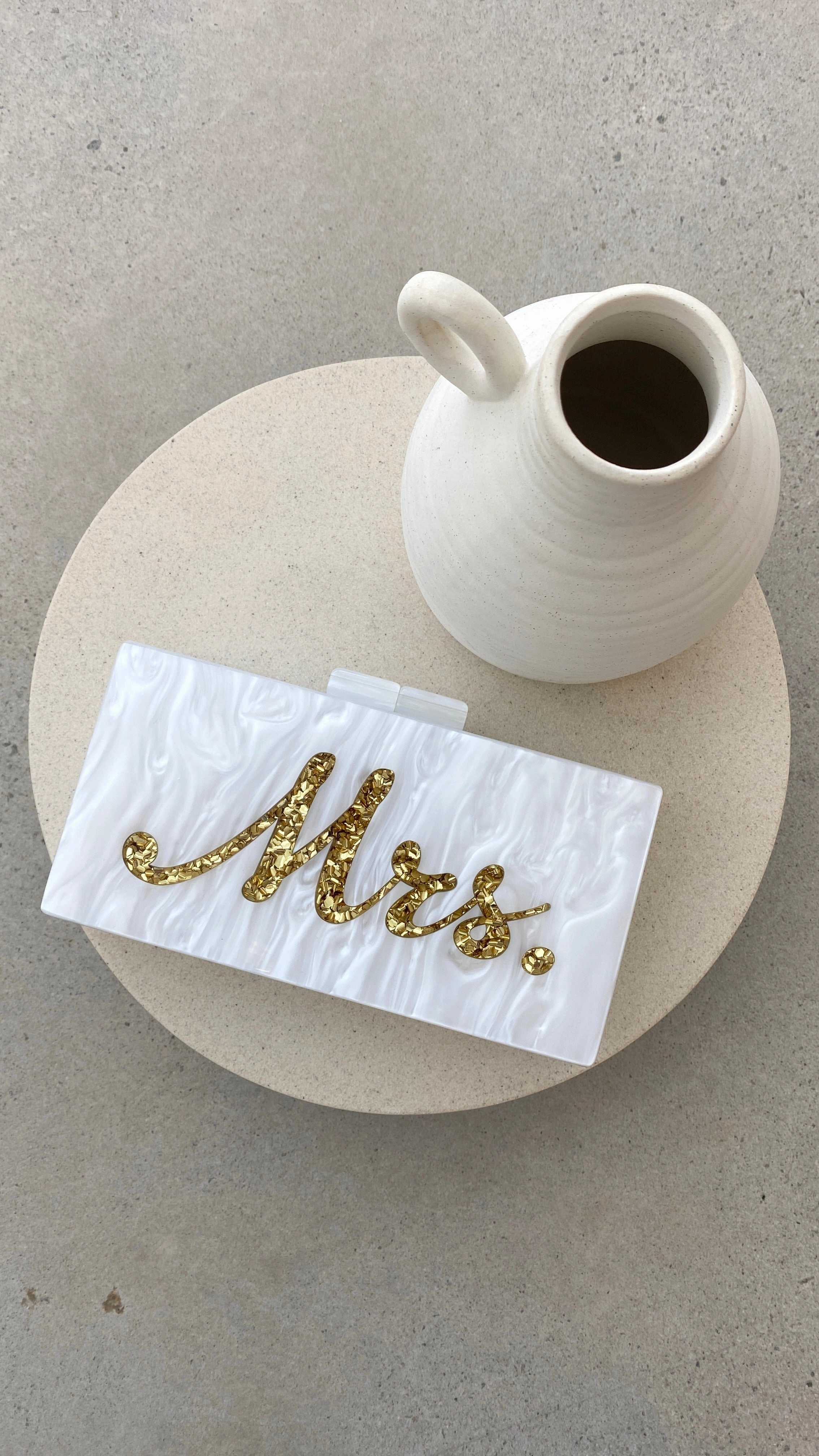 Mrs. Pearla Clutch - White/Gold
