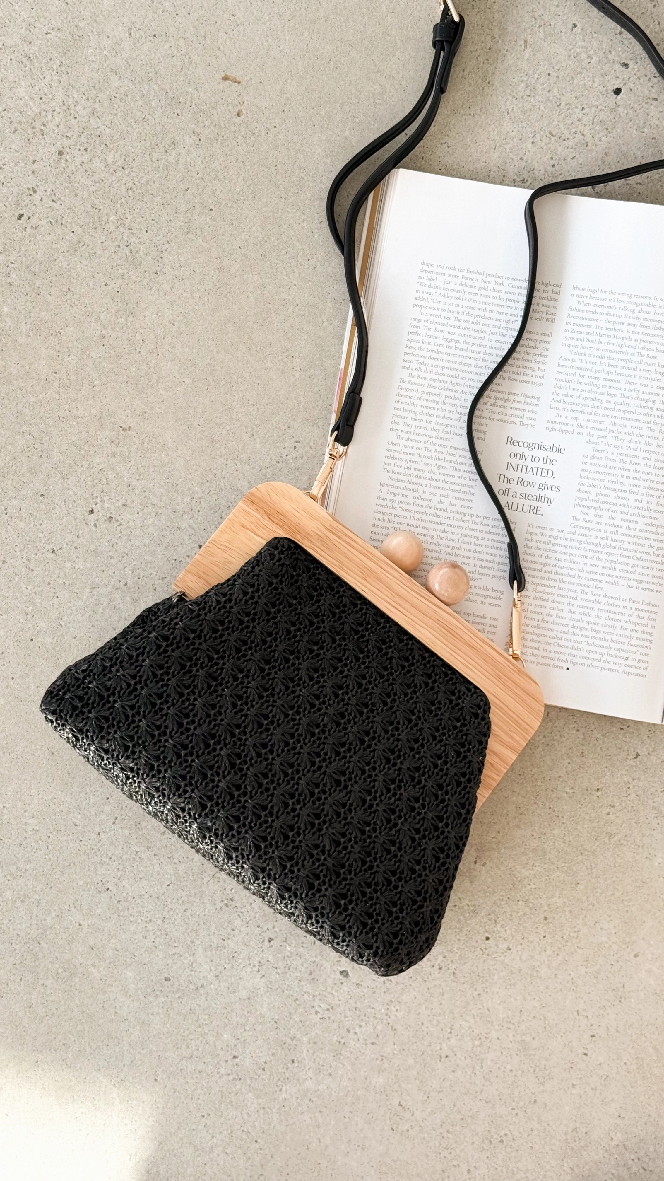 Nelly Weave Timber Clutch - Black