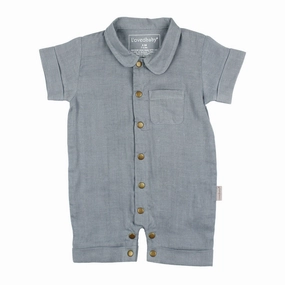 Organic Muslin Short Sleeve Coverall - Twilight