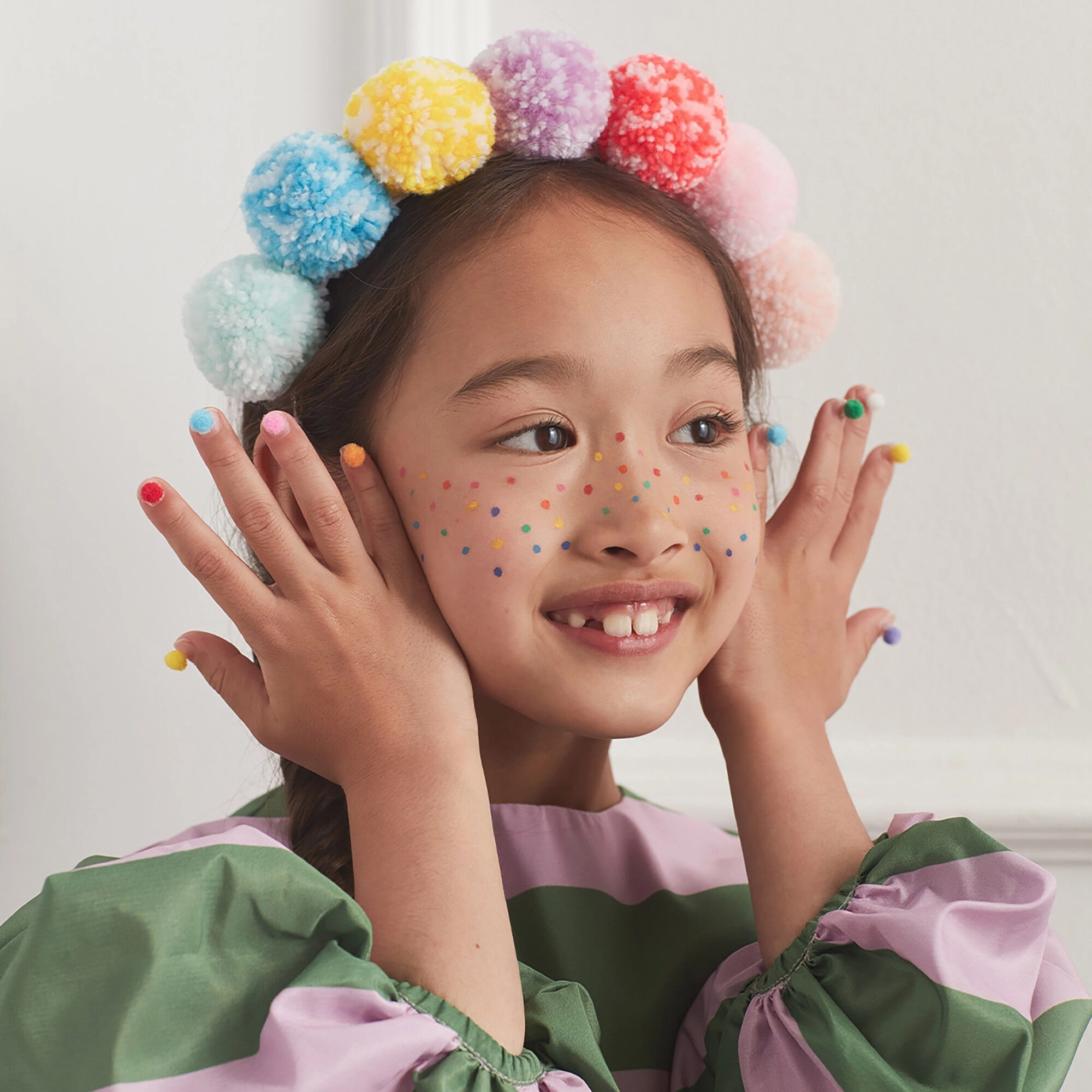 Rainbow Pompom Headband