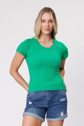 Shine On Essentials Rib Tee Bright Green