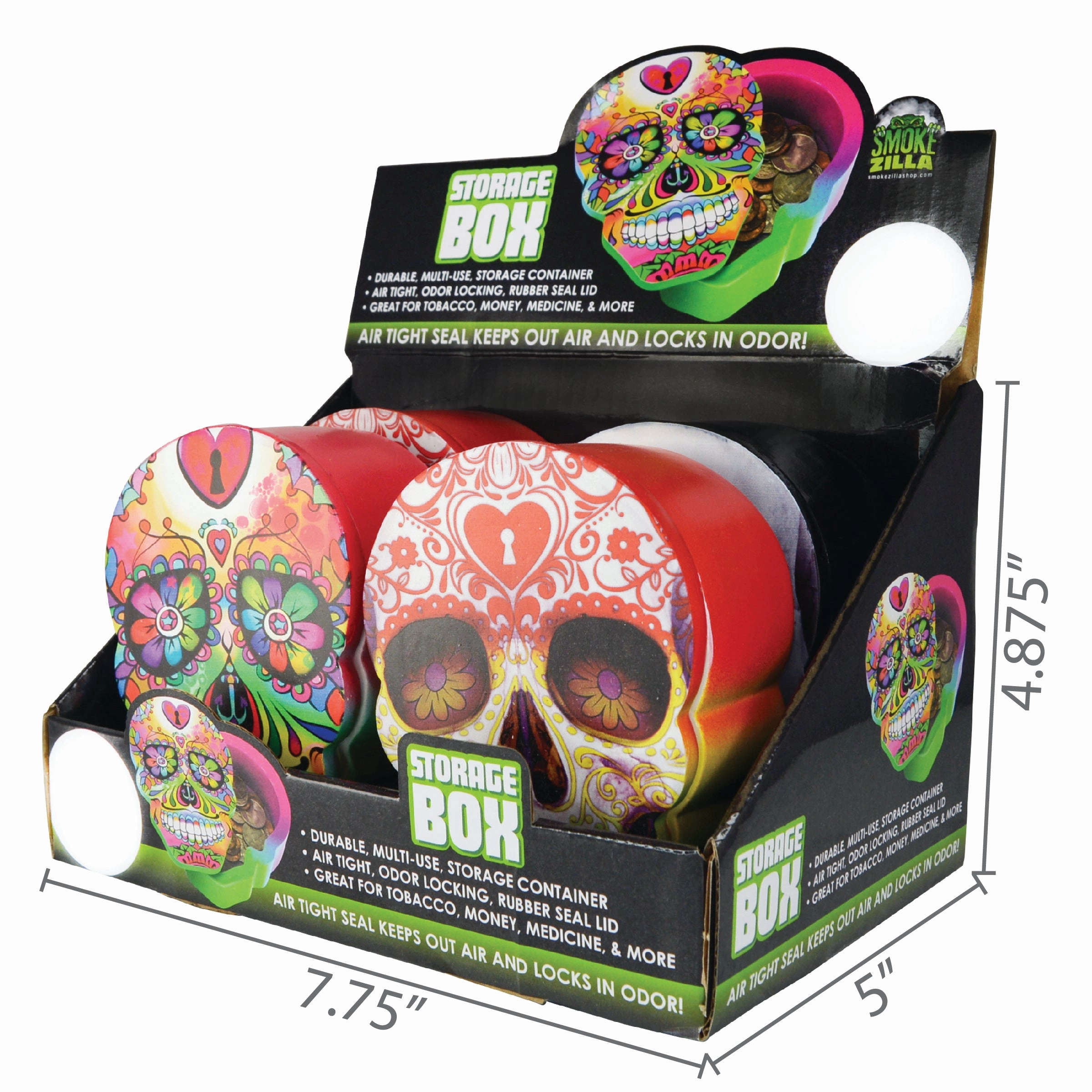 Skull Stash Storage Box - 4 Pieces Per Retail Ready Display 25685