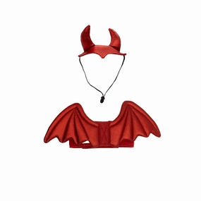 Small Pet Halloween Devil Wings and Hat Set - XXS Size
