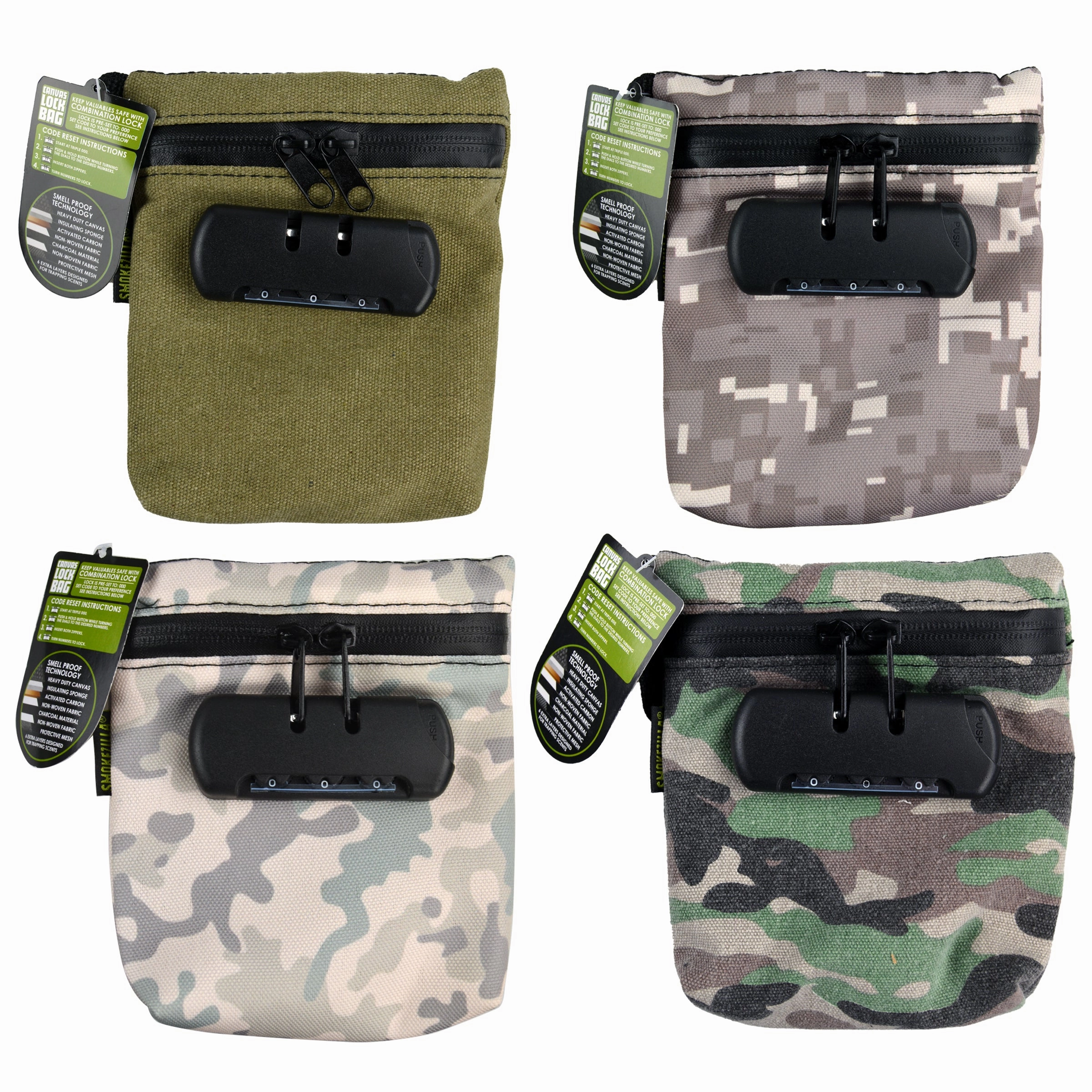 Smell Proof Canvas Locking Storage Bag - 6 Pieces Per Retail Ready Display 23221