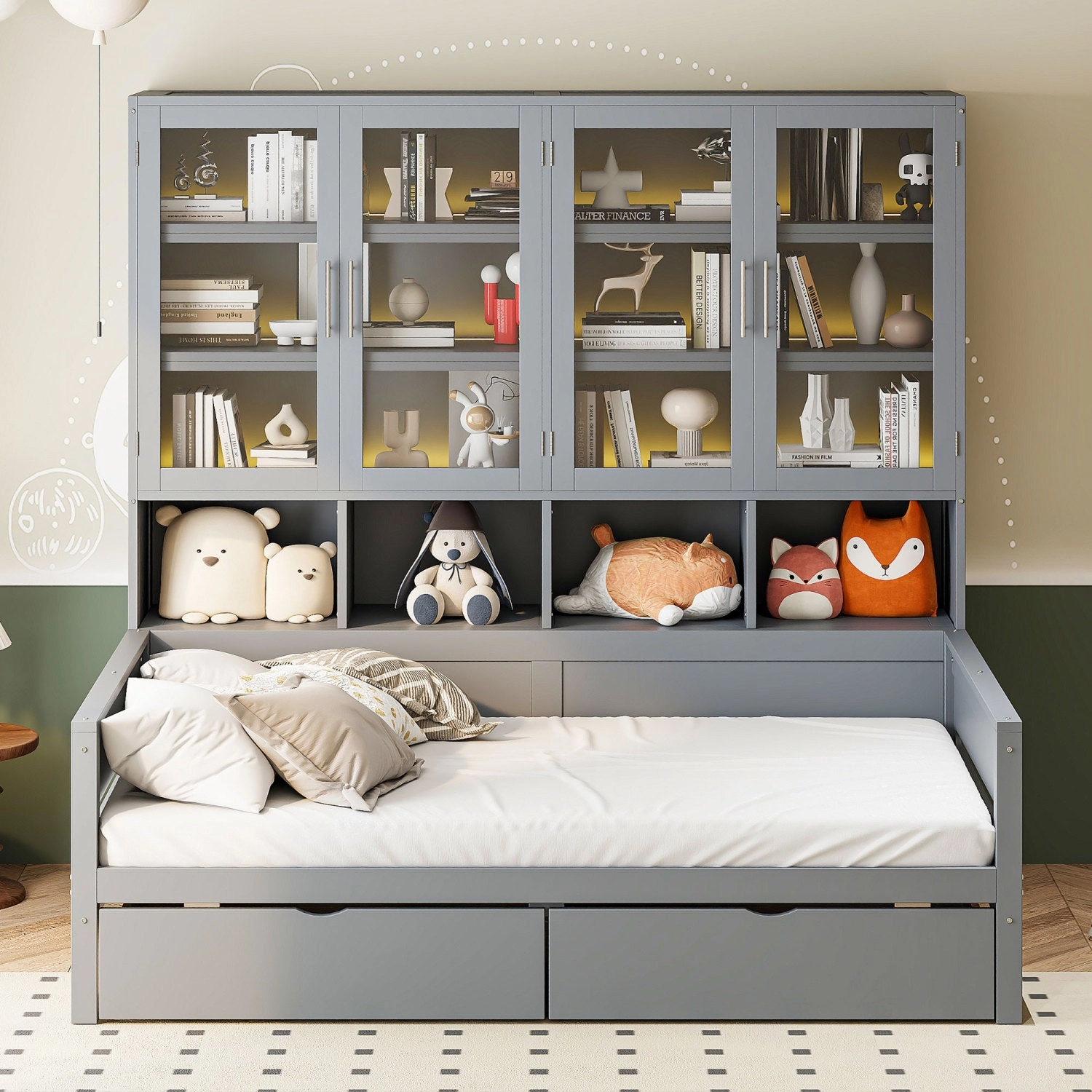 Streamdale Twin Daybed w/ Storage, LED & Shelves