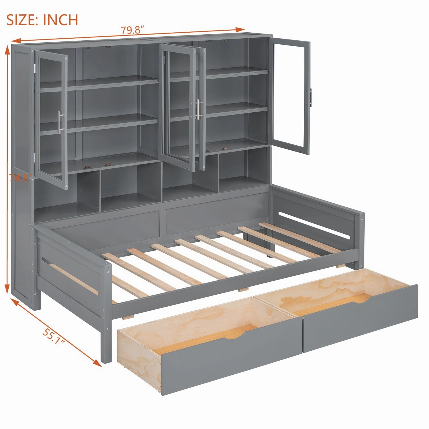 Streamdale Twin Daybed w/ Storage, LED & Shelves