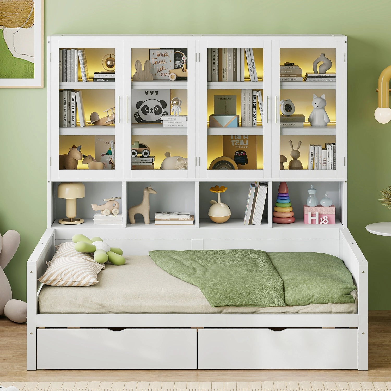 Streamdale Twin Daybed w/ Storage, LED & Shelves