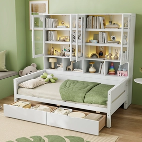 Streamdale Twin Daybed w/ Storage, LED & Shelves