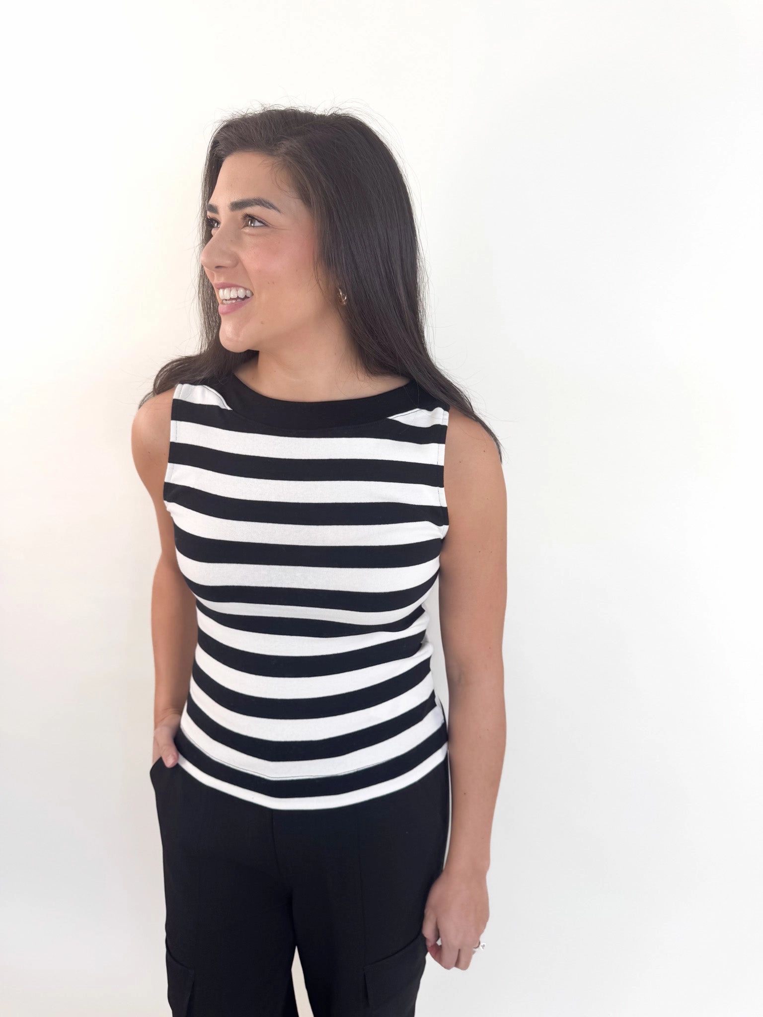 Sure Thing Boatneck Striped Tank