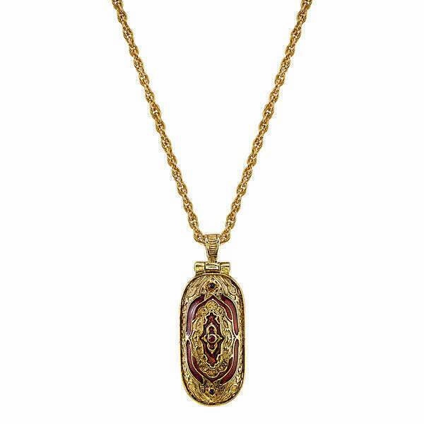 Symbols Of Faith Red Enamel Swing Open Pendant Enclosed Reliquary Crucifix Necklace 30"