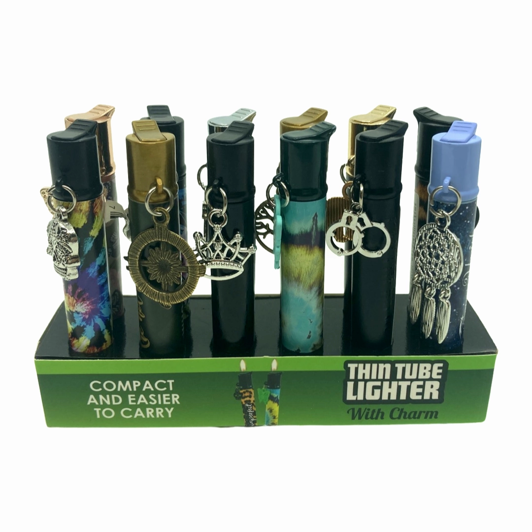 Thin Tube Lighter with Charm- 12 Pieces Per Retail Ready Display 41485