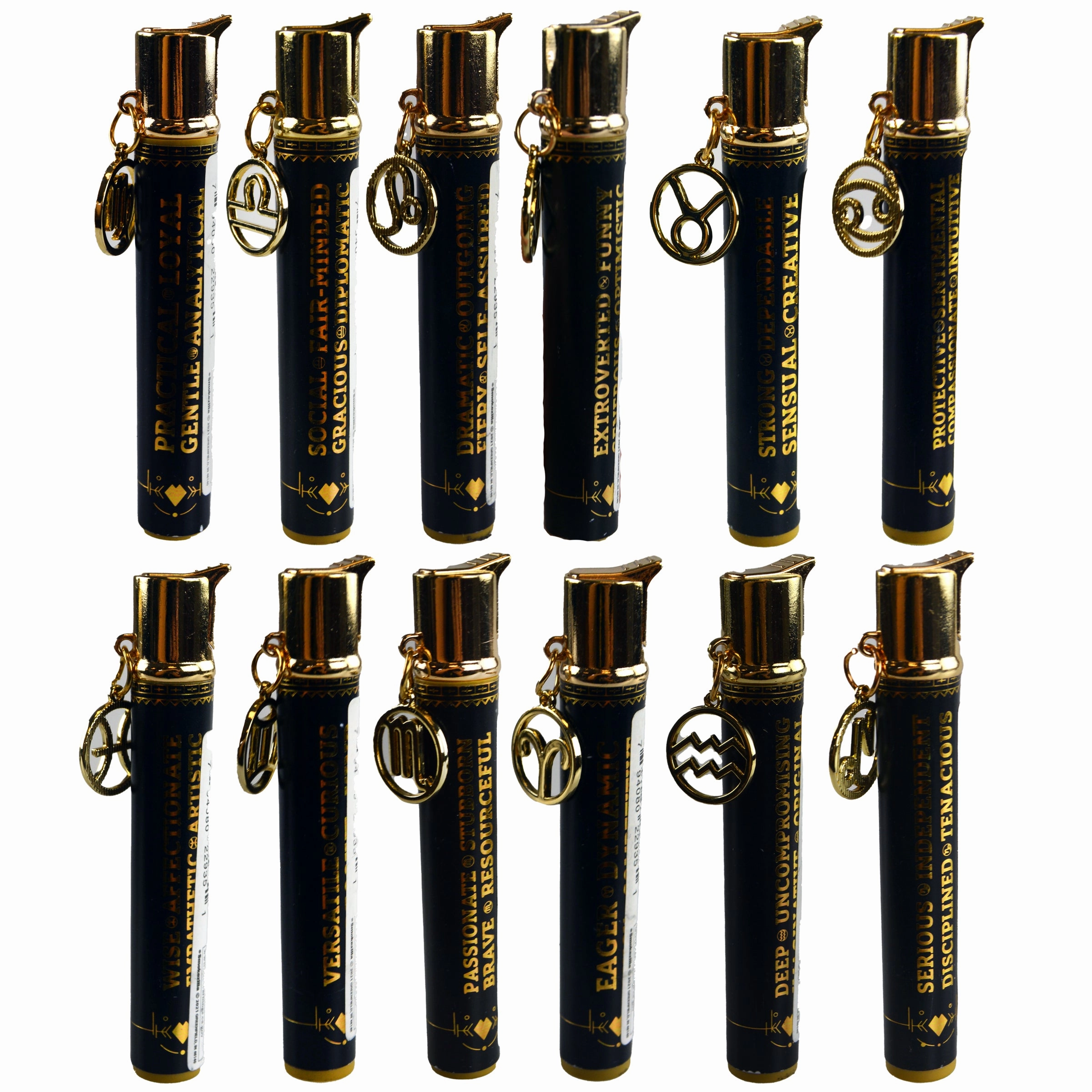 Thin Tube Lighter with Zodiac Charm - 12 Pieces Per Retail Ready Display 22935