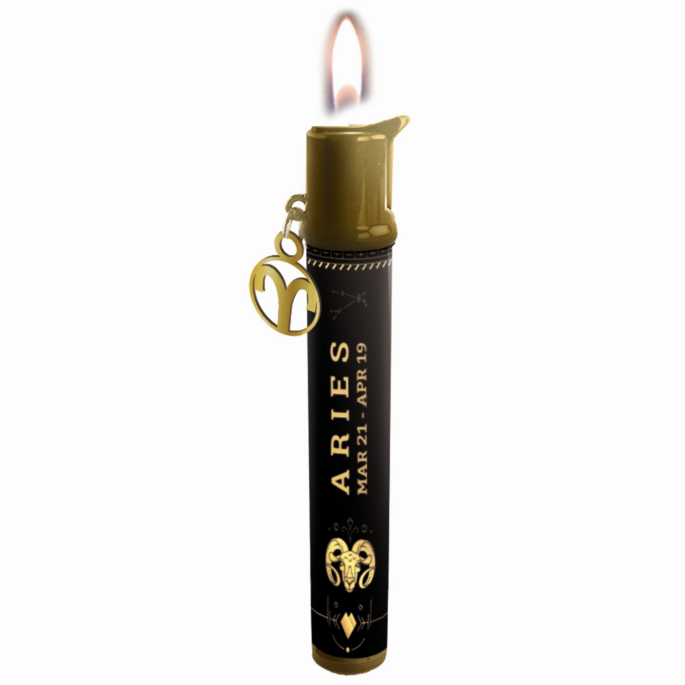 Thin Tube Lighter with Zodiac Charm - 12 Pieces Per Retail Ready Display 22935