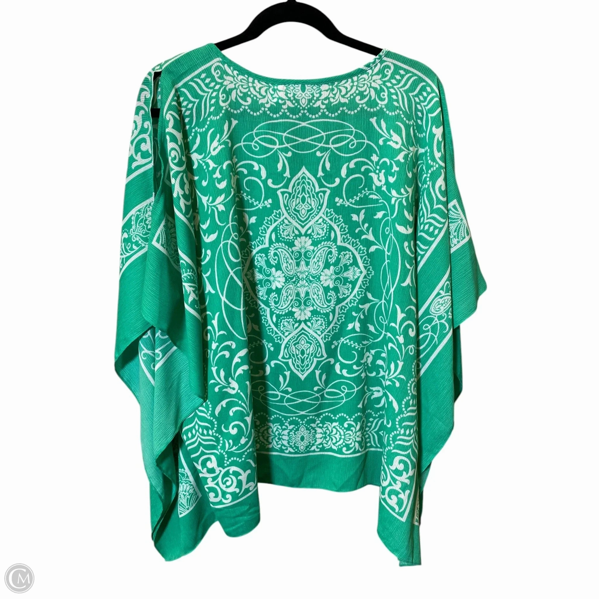 Top Short Sleeve By Susan Graver In Green & White, Size: M