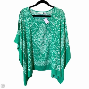 Top Short Sleeve By Susan Graver In Green & White, Size: M