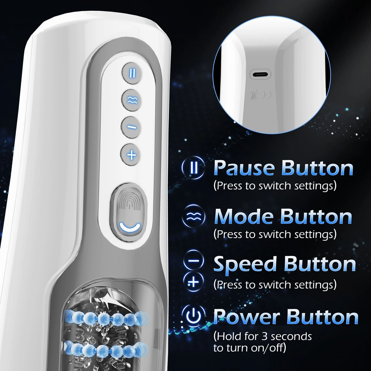 Valencia - Automatic Thrusting Male Masturbator with Massaging Beads
