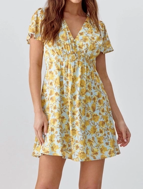 Verna Mini Dress In Blue/yellow
