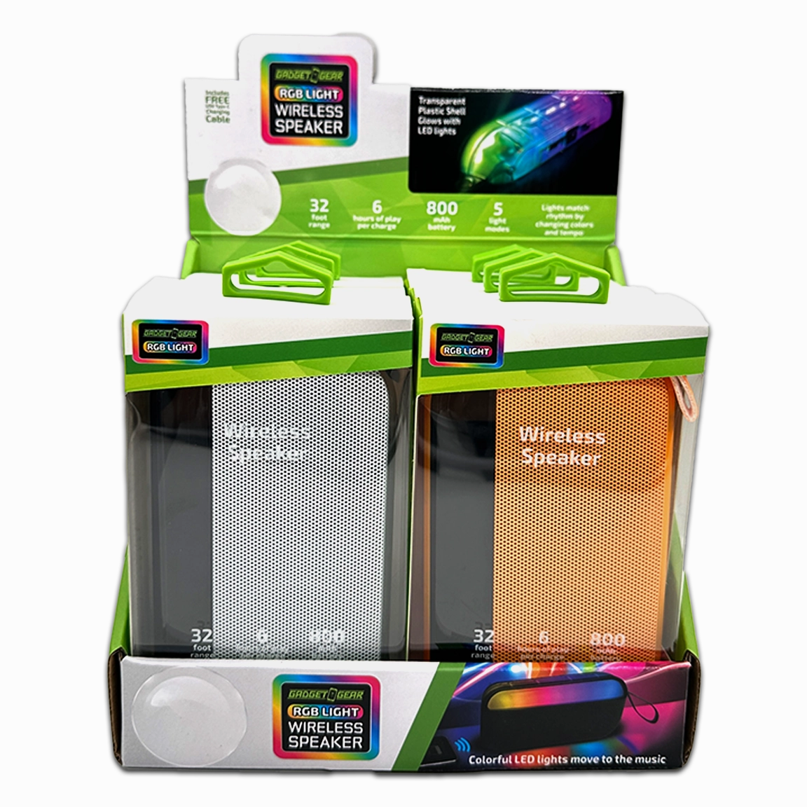 Wireless Speaker Transparent with LED Lights - 6 Pieces Per Retail Ready Display 23874