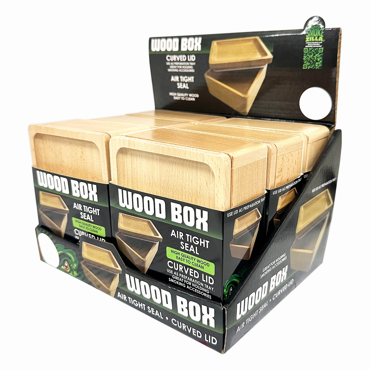 Wood Storage Box with Wood Tray Lid- 6 Pieces Per Retail Ready Display 25100