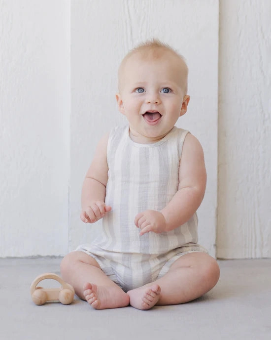 Woven Tank   Short Set - Sky Stripe