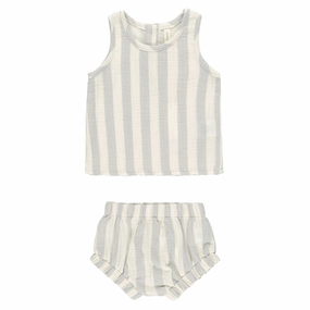 Woven Tank   Short Set - Sky Stripe